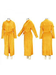 Solid Plush Sleeveless Dress Long Sleeve Cardigan 2PCS Sets