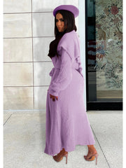 Solid Plush Sleeveless Dress Long Sleeve Cardigan 2PCS Sets