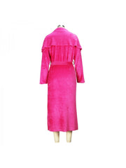 Solid Plush Sleeveless Dress Long Sleeve Cardigan 2PCS Sets