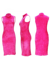 Solid Plush Sleeveless Dress Long Sleeve Cardigan 2PCS Sets