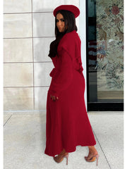 Solid Plush Sleeveless Dress Long Sleeve Cardigan 2PCS Sets