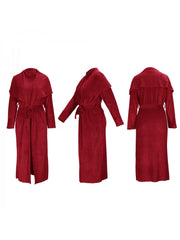 Solid Plush Sleeveless Dress Long Sleeve Cardigan 2PCS Sets