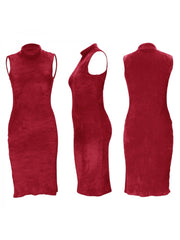 Solid Plush Sleeveless Dress Long Sleeve Cardigan 2PCS Sets