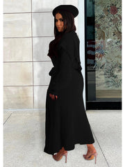 Solid Plush Sleeveless Dress Long Sleeve Cardigan 2PCS Sets