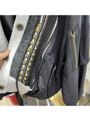 Rivet Tassel Knitting Batwing Sleeve Cargo Jackets