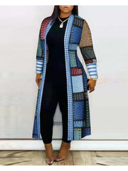 Digital Printing Patchwork Long Sleeve Cardigan