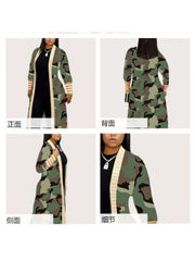 Digital Printing Patchwork Long Sleeve Cardigan