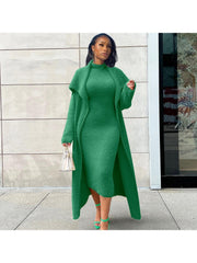 Patchwork High Rise Cardigan 2pc Dress