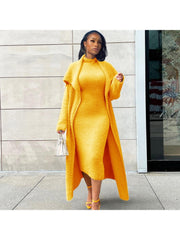 Patchwork High Rise Cardigan 2pc Dress