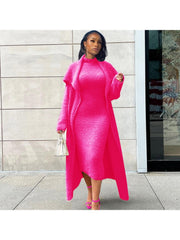 Patchwork High Rise Cardigan 2pc Dress