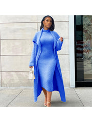 Patchwork High Rise Cardigan 2pc Dress