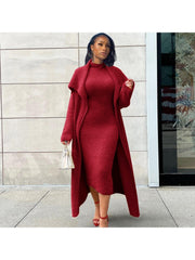 Patchwork High Rise Cardigan 2pc Dress