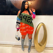 Colorblock Letter Pullover Hoodies Sweater
