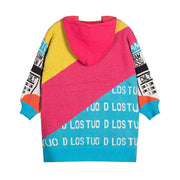 Colorblock Letter Pullover Hoodies Sweater