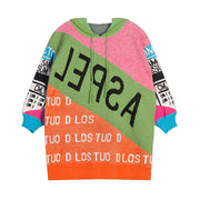 Colorblock Letter Pullover Hoodies Sweater