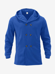 Solid Color Hooded Fitted Double-breasted  Coat