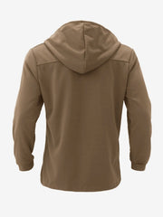 Solid Color Hooded Fitted Double-breasted  Coat