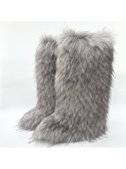 Fluff Flat Heel Round Toe High-top Boots