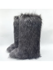 Fluff Flat Heel Round Toe High-top Boots