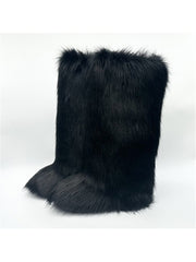 Fluff Flat Heel Round Toe High-top Boots