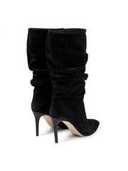 Velvet Solid Ruched Thin Heels Thigh-High Boots