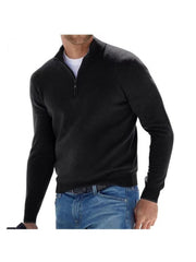 Patchwork Pullover Zipper Wool Men's Polo Shirt