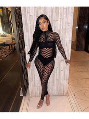 Patchwork Hollow Out Bodycon Jumpsuits