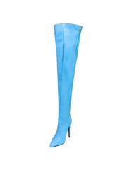 Solid Color Zipper Stiletto Knee-High Boots