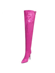 Solid Color Zipper Stiletto Knee-High Boots