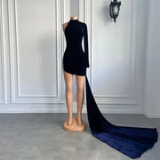 Black Velvet High Neck Birthday Dress