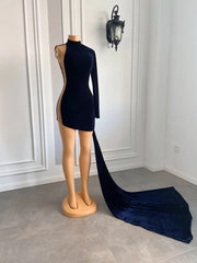 Black Velvet High Neck Birthday Dress