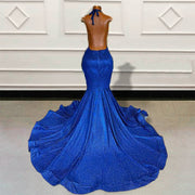 Royal Blue Long Luxury Mermaid Beaded Crystals Diamond Prom Dress