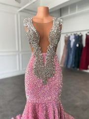 Luxury Pink Sequin Mermaid Prom