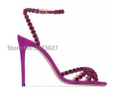 Fashion Colorful Crystal Woman Sandals Shoes New Stiletto Heel Lady Summer High Heels Sexy Female Rhinestone Wedding Shoes