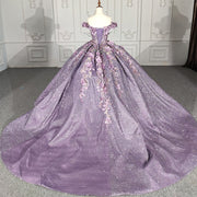 DY1115 Purple Sweetheart Quinceanera Dresses For 15 Party Princess Appliques Organza Lace Birthday Party Dress Robes De Bal