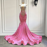 Luxury Pink Sequin Mermaid Prom