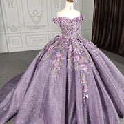 Organza Purple Sweetheart Quinceanera Dress