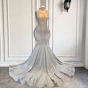 Silver Diamond Mermaid Prom Dress