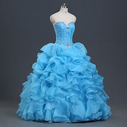 Real Photos Organza Ruffled Lime Green Dress for 15 Years Diamond Beaded Ball Gown Quinceanera Dresses In Stock DH9929