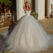 Elegant Saudi Arabia Shiny Wedding Dress Ball Gowns Glitter Tulle Sweetheart Bride Dresses Robe De Mariee Wedding Gowns 2023