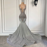 Silver Diamond Mermaid Prom Dress