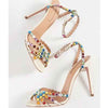 Summer New Stiletto Round Toe High-Heeled Peep Toe Rhinestone Large Size Hollow Cross Sandals For Women