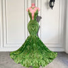 Mint Green Long Sparkly Sexy Prom Dress Mermaid Style