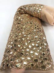 Sparkle Gold Sequin Mermaid Prom Dress Luxury Long Sleeve Crystal Evening Gowns Slit Formal