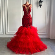 Long Elegant Prom Dresses Ruffles Mermaid Style Dress