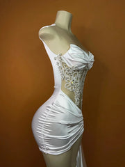 White Sheer Beaded Birthday Party Dress