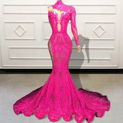 Pink Sequin Mermaid Prom Dress