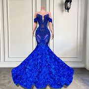 Diamond Royal Blue Long Prom Dress