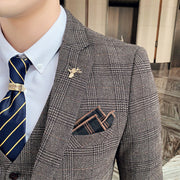 Retro Design Mens Casual Slim Suits ( Jacket+ Vest + Pants)