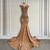 Sparkly Gold Diamonds Long Prom Dress